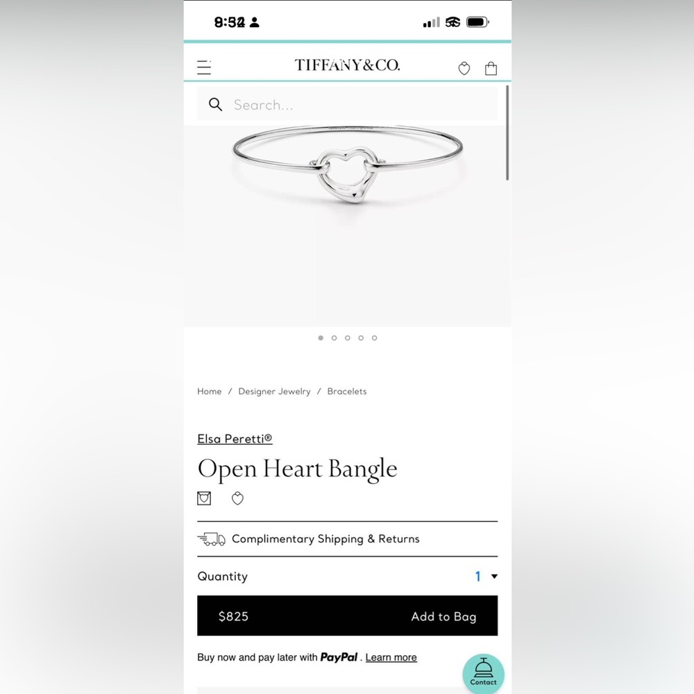 Tiffany & Co. Silver Heart Bangle